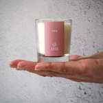 Joy boxed votive candle